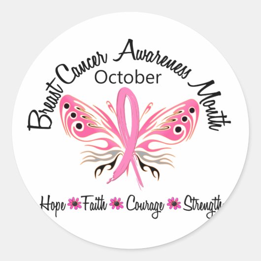 乳癌の認識度月の蝶3.2 ラウンドシール (正面)