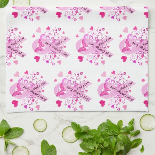 乳癌の認識度 キッチンタオル (折り畳み)