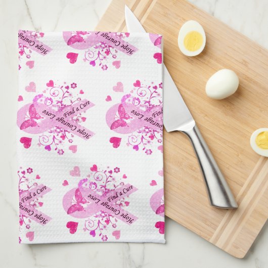 乳癌の認識度 キッチンタオル (四つ折り)