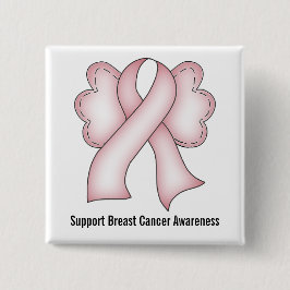 乳癌の認識度(翼と淡いピンクの) 缶バッジ