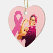 乳癌の認識度Rosieリベッター セラミックオーナメント (左)