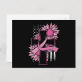 乳癌ひまわりピンクのリボン交差信仰 ポストカード (正面/裏面)