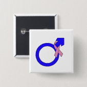 乳癌サポートボタンの男性の記号 缶バッジ (正面&裏面)