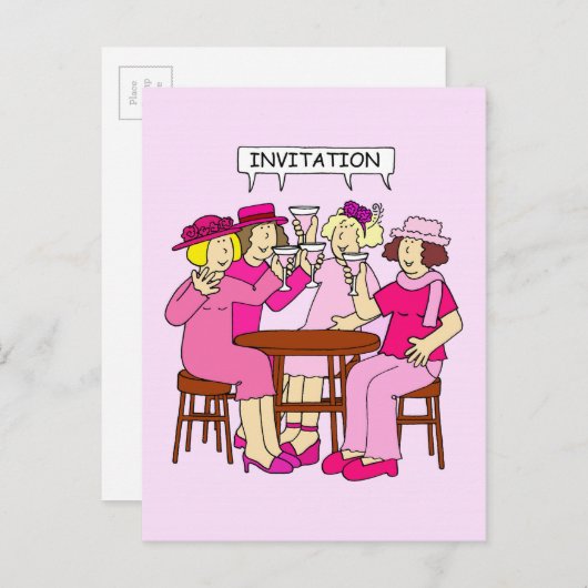 乳癌サポートレディースinピンク招待状 インビテーションポストカード (正面/裏面)