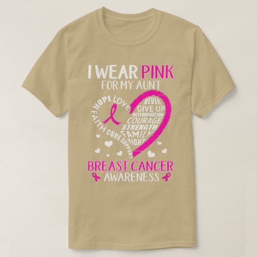 乳癌サポート私の叔母のために衣服ピンク聞く Tシャツ (デザイン正面)