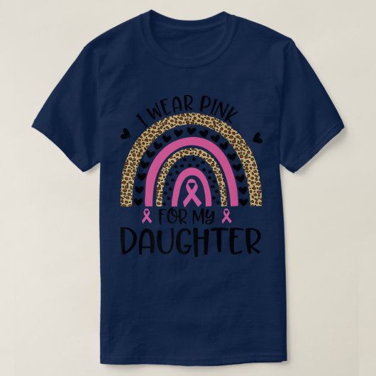 乳癌サポート私の娘のための衣服ピンク Tシャツ (デザイン正面)