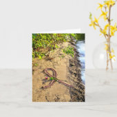 乳癌ノートカードピンクリボン砂浜。 カード (黄色い花)