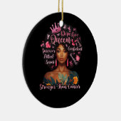 乳癌ピンクより強い黒人女性クイーン セラミックオーナメント (右)