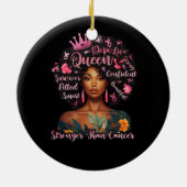 乳癌ピンクより強い黒人女性クイーン セラミックオーナメント (裏面)