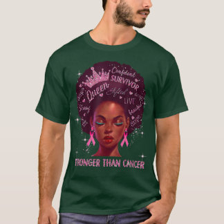 乳癌ピンクより強い黒人女性クイーン Tシャツ