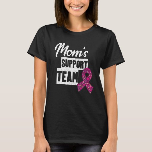乳癌ママ支持ピンクリボン乳房 Tシャツ (正面)