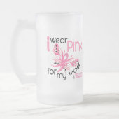 乳癌私は私のお母さん45のためのピンクを身に着けています フロストグラスビールジョッキ (左)