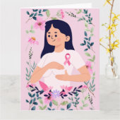 乳癌認識度用ピンクリボン カード (黄色い花)