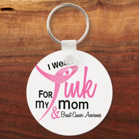 乳癌I衣服ピンク私の母のための41 キーホルダー (正面)
