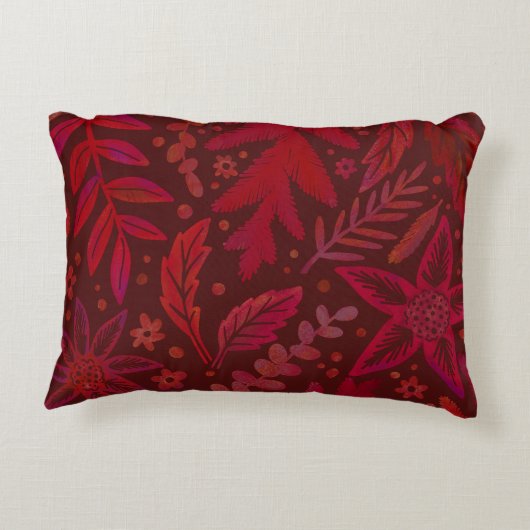 乳白色の植物葉の模様 アクセントクッション (裏面)