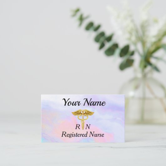 乳白色プロフェッショナルの公認看護師 名刺 (スタンド正面)