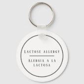 乳糖に対する白黒バイリンガル・アレルギー警告 キーホルダー (正面)