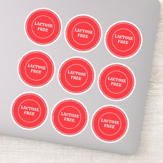 乳糖を含まないアレルギーの安全な料理 シール (詳細)