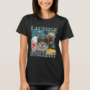 乳糖不耐症のバカ猫ミーム面白いフレーズ 猫 Tシャツ