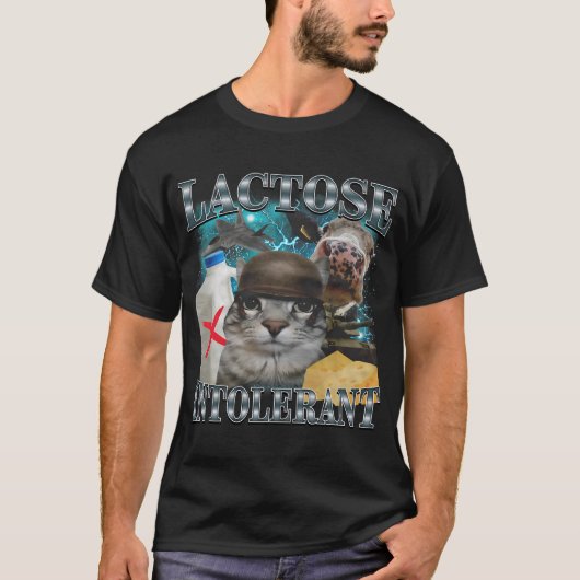 乳糖不耐症の猫のミーム Tシャツ (正面)