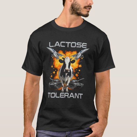 乳糖耐性面白い牛 Tシャツ (正面)