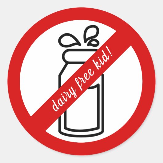 乳製品のない子供！乳製品アレルギーの警告 ラウンドシール (正面)