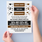 乳製品の牛のデザイン、チーズモ広告ンガー チラシ (手)