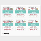 乳製品アレルギーステッカー光ティール（緑がかった色） スクエアシール (シート)