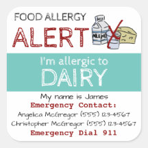 乳製品アレルギーステッカー光ティール（緑がかった色）