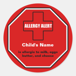 乳製品アレルギー医療警告カスタムSMLステッカー ラウンドシール