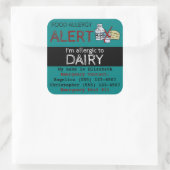 乳製品アレルギー警告シールティール(緑がかった色) スクエアシール (バッグ)