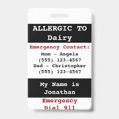 乳製品アレルギー警告ラベル バッジ (Back)
