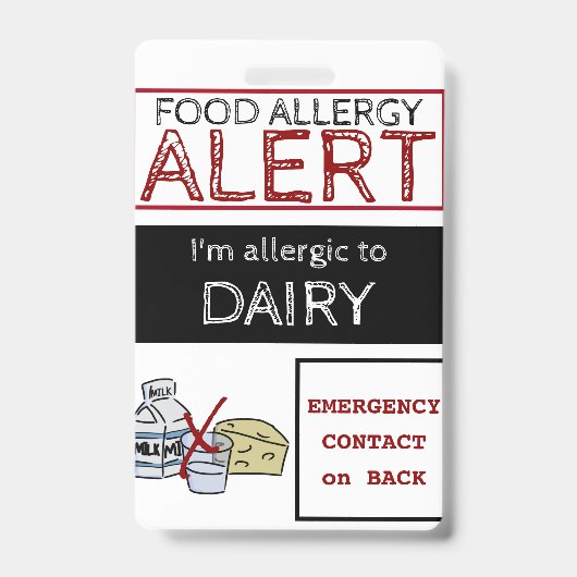 乳製品アレルギー警告ラベル バッジ (Front)