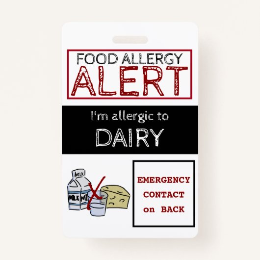 乳製品アレルギー警告ラベル バッジ (正面)