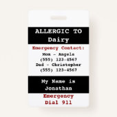 乳製品アレルギー警告ラベル バッジ (裏面)