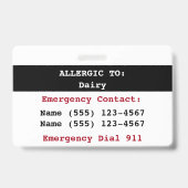 乳製品アレルギー警告ラベル バッジ (裏面)