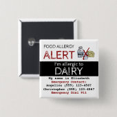 乳製品アレルギー警告ラベル 缶バッジ (正面&裏面)