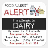 乳製品アレルギー スクエアシール (正面)