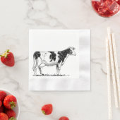 乳製品カウホルスタインフレザンペンシルスケッチ 縁ありカクテルナプキン (インサイチュ)
