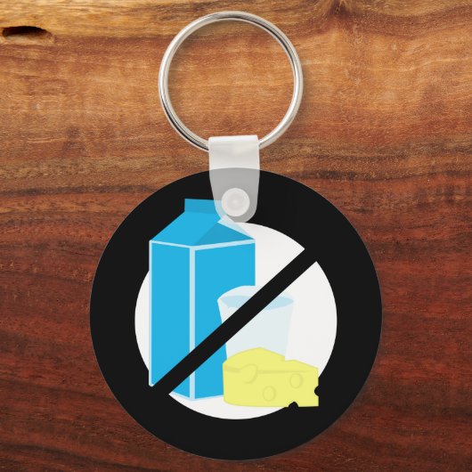 乳製品フリーブラックNo乳糖または乳製品アレルギーの子供 キーホルダー (正面)