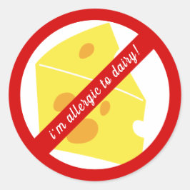 乳製品/チーズアレルギー警告 ラウンドシール
