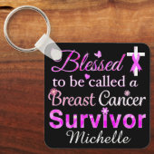 乳賛美がん生存者 キーホルダー (正面)