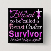 乳賛美がん生存者 缶バッジ (正面)