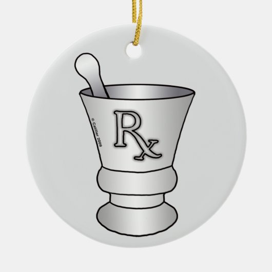 乳鉢と乳棒 セラミックオーナメント (正面)