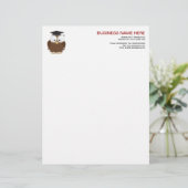 乳鉢板文房具を持つ学校のフクロウ レターヘッド (スタンド正面)