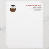 乳鉢板文房具を持つ学校のフクロウ レターヘッド (正面/裏面)