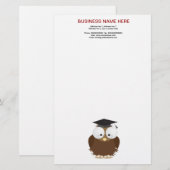 乳鉢板文房具を持つ学校のフクロウ 便箋 (正面/裏面)