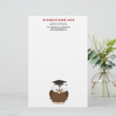 乳鉢板文房具を持つ学校のフクロウ 便箋 (スタンド正面)