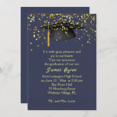 乳鉢、青い卒業の金紙吹雪 案内状 (正面/裏面)