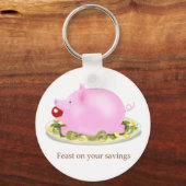 乳飲みピギーバンク"貯蓄の饗宴"お金 キーホルダー (正面)